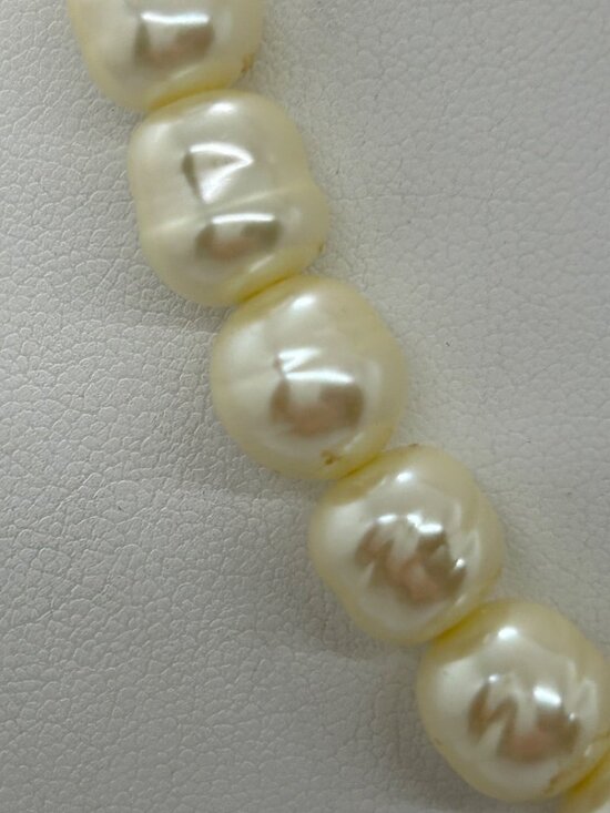 Vintage Faux Baroque Pearl Choker Necklace 15" With Box Clasp Elegant - Picture 4 of 16